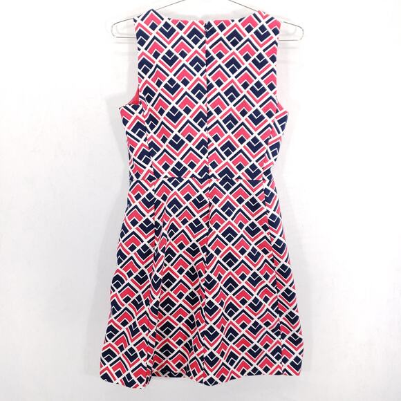 Gap Sheath Dress Womens 2 Pink White Navy Geometric Marcy Dobby Scoop Neck Mini - Picture 4 of 8